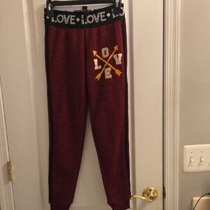 Love Burgundy Joggers with Arrow Design
